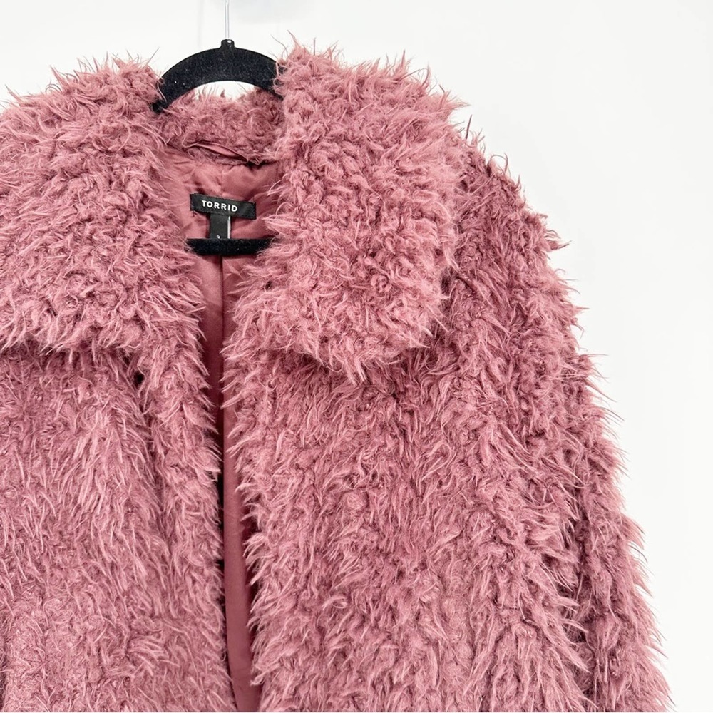 Torrid Dusty Pink Faux Sherpa Teddy Open Jacket
